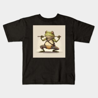 Cute frog doing yoga pose Kids T-Shirt